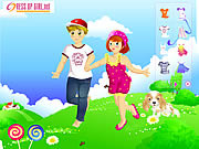 Play Kids couple on field Game