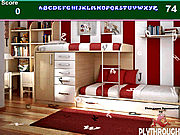 Play Kids red bedroom hidden alphabets Game