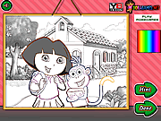 Play Dora school coloring Game