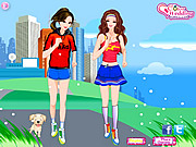 Play Barbie and ellie jogging dressup Game