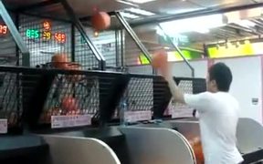 Man Too Good At Basketball Game Machine
