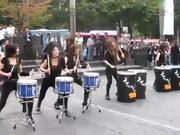 Wild Drum Performance By Ladies On The Street
