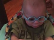 Sweet Kid And His First Pair Of Glasses