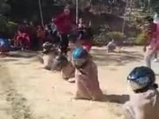 The Sack Racing With Helmets