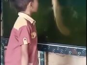 Heated Argument Between A Kid And A Fish