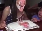 Birthday Cake Faceplant Resulted In Kid Scared!