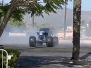 Monster Truck Doing Sick Power Slides And Burnouts