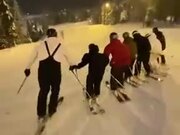 Group Ski Around In Amazing Sync!