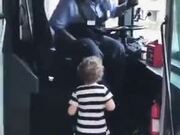 Bus Driver Entertaining Little Girl