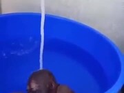 Baby Orangutan Relaxing In The Bath