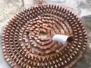 Brick Dominos Destroyed By A Naughty Kid