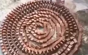 Brick Dominos Destroyed By A Naughty Kid - Fun - VIDEOTIME.COM