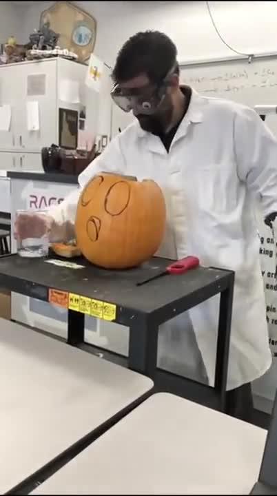 Chemistry + Halloween Carved Pumpkin