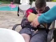 Sleeping Guy Pranked With A Rooster On The Lap