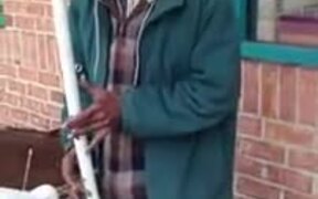 Man Playing Water Pipe Saxophone - Fun - VIDEOTIME.COM