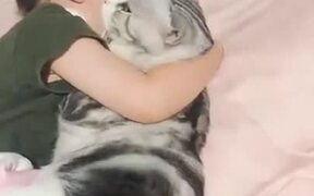 Cat Enjoying Sleeping With Little Girl - Animals - Videotime.com