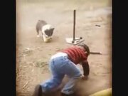 Little Kid Playing Baseball With Dog