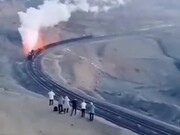 Train Blowing Fire And Steam