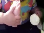 Baby Uses Leg To Eat Ice Cream