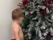 Kid Around A Christmas Tree