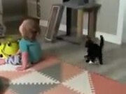 Cat Wants To Pick A Fight With Toddler