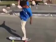 Kid Pulls Off The One-Legged Skateboard Landing