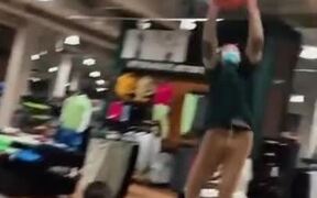 Very Impressive Basketball Dunk In Sporting Shop - Fun - VIDEOTIME.COM