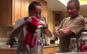 Father Falls Prey To The Bottle Prank - Fun - VIDEOTIME.COM