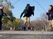 Japanese Man Dances Fast Over Skipping Rope