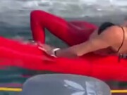 Woman Gets Scared Of Whale Breaching Suddenly
