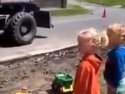 Excavator Operator Makes Some Kids Happy