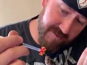 Man Takes Feeds A Tiny Baby Hummingbird