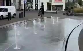 Street Fountain Water Boarding Is A Lot Of Fun