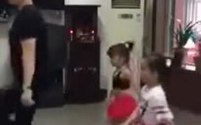 Man And Two Little Children Do The Shuffle - Fun - VIDEOTIME.COM