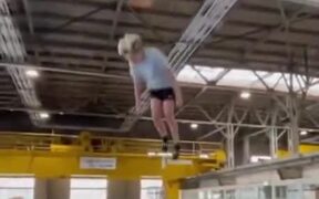 Kid On The Trampoline Does Cool Trick - Sports - VIDEOTIME.COM