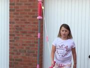 Little Girl Jumps in Excitement at Seeing Dad