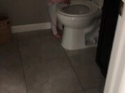 Guilty Toddler Caught Putting Spatula in Toilet