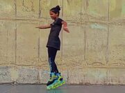Girl Rollerblading Impressively
