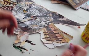 Artist Makes An Owl Collage With Magazine Pages