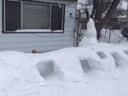 Dogs Play Obstacle Course Made of Snow