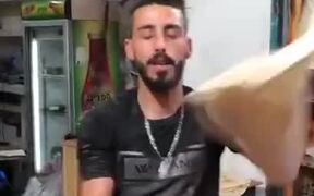 Person Demonstrates Unique Dough Tossing Skills - Fun - VIDEOTIME.COM