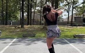 Girl Spins Dragon Staff Around Body - Fun - VIDEOTIME.COM