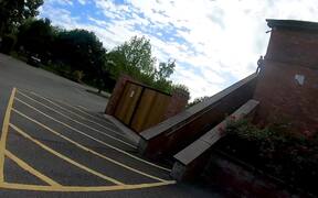 Guy Attempts Steep Ramp on Roller Blades