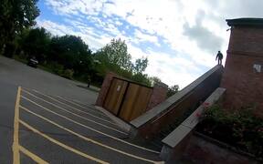 Guy Attempts Steep Ramp on Roller Blades