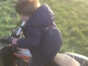 Boy Does Donuts on Mini Quad Bike