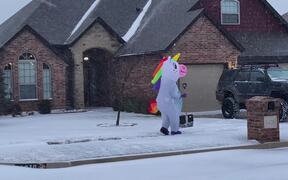 Unicorn Spotted Shoveling Snow - Fun - Videotime.com