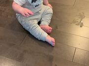Boy Laughs About Making a Mess in Mom's Shoe