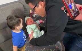 Brother Meets New Baby Sister