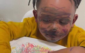Child with Marker on His Face Plays Innocent - Kids - VIDEOTIME.COM