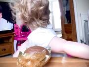 Little Girl Waits for Chocolate Easter Egg
